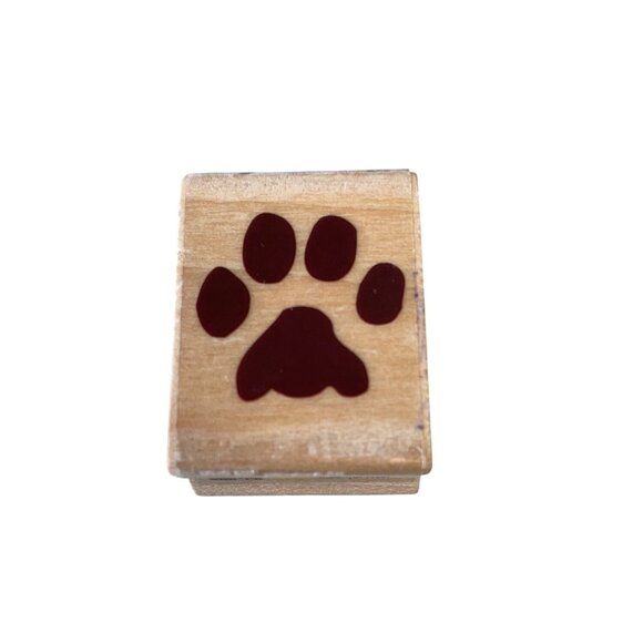 Paw Print Wooden Rubber Stamp 021B Craft Decoration For DIY Projects - Picture 1 of 3